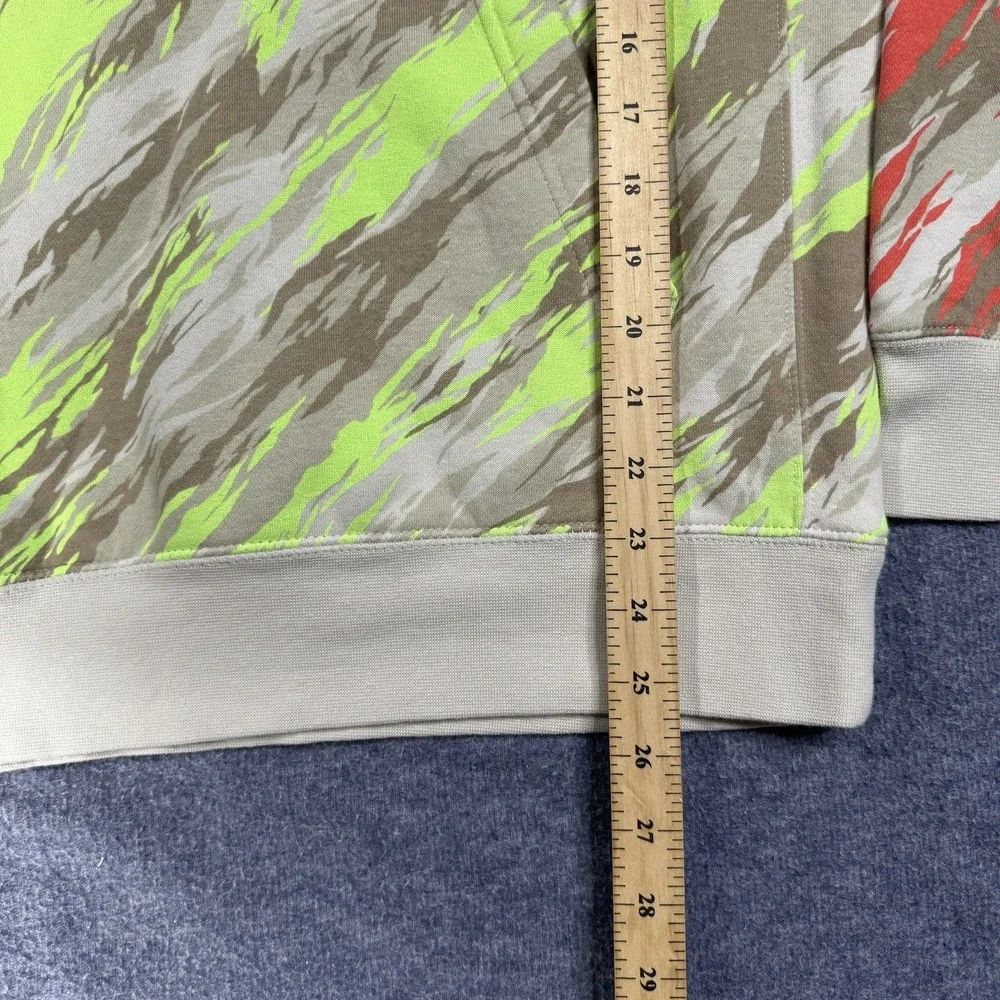 Nike Club Fleece Tiger Stripe Camo Hoodie Lime Green Red Tan Men's M EUC